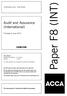 Paper F8 (INT) Audit and Assurance (International) Thursday 6 June 2013. Fundamentals Level Skills Module