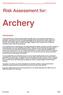 Risk Assessment for Archery Resource Pack. Risk Assessment for:
