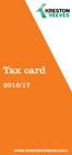 Tax card 2016/17. www.krestonreeves.com