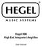 Hegel H80 High End Integrated Amplifier. User manual
