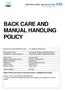 BACK CARE AND MANUAL HANDLING POLICY