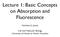 Lecture 1: Basic Concepts on Absorption and Fluorescence