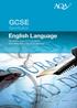 GCSE. English L anguage. Specification. For exams J une 2014 onwards For certification June 2014 onwards