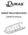 DURAS INFLATABLE BOAT OWNER'S MANUAL