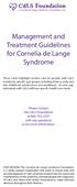 Management and Treatment Guidelines for Cornelia de Lange Syndrome