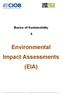 Basics of Sustainability. Environmental Impact Assessments (EIA)