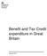 Benefit and Tax Credit expenditure in Great Britain