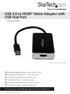 USB 3.0 to HDMI Video Adapter with USB Hub Port