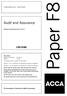 Paper F8. Audit and Assurance. September/December 2015. Fundamentals Level Skills Module. The Association of Chartered Certified Accountants