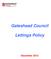Gateshead Council. Lettings Policy