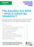 The Equality Act 2010 what is meant by disability?