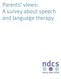 Parents views: A survey about speech and language therapy