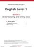 EDEXCEL FUNCTIONAL SKILLS PILOT. English Level 1. Section D. Understanding and writing texts. 1 Writing detailed information 2. 2 Using sentences 7