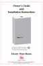 Owner s Guide and Installation Instructions Electric Water Heater