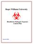 Roger Williams University. Bloodborne Pathogens Exposure Control Plan